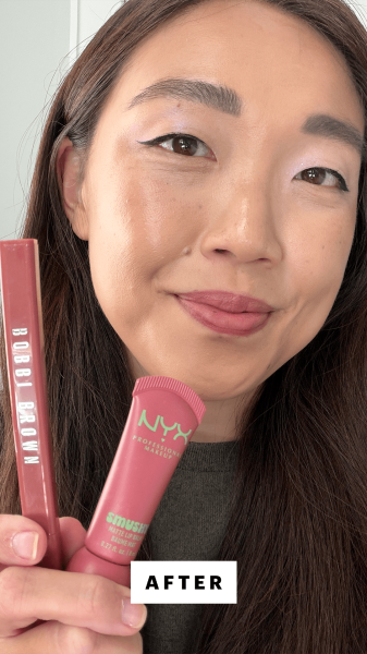 Lee after applying the Bobbi Brown Lip Tint Liner  Sheer Lip Stain in Rosewood 54  Nyx Professional Makeup Smushy Matte...